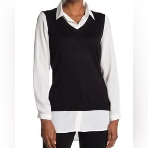 Adrianna Papell Sweater Vest with White Blouse